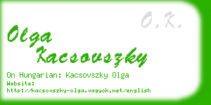 olga kacsovszky business card